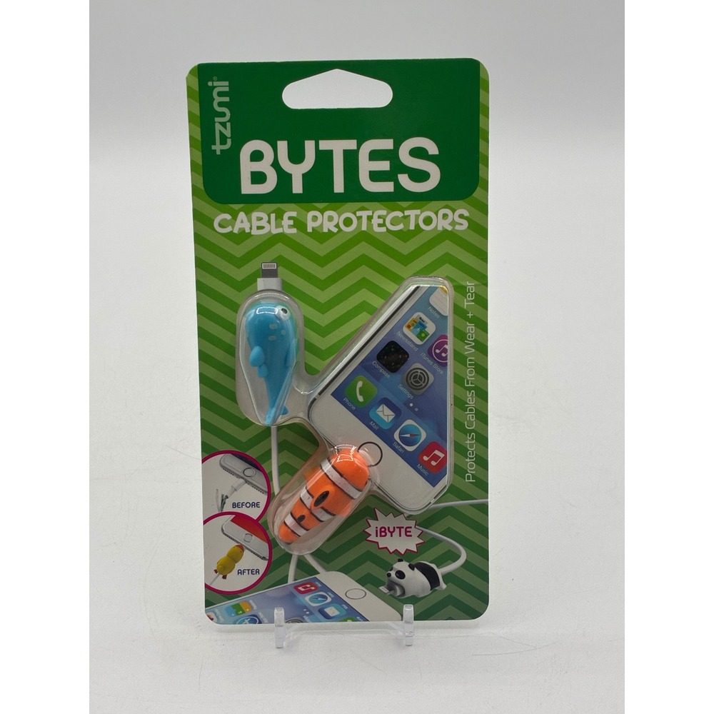 Tzumi Bytes Cable Protectors 2 Pack Whale & Clownfish Animal Cord Savers 6301